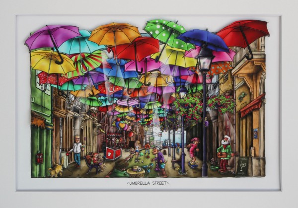 3D Pop Art - Umbrella Street